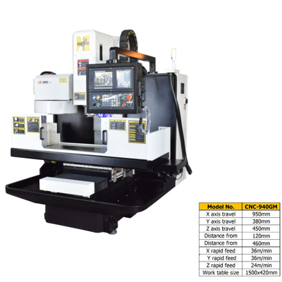 400kg Max Load CNC Vertical Milling Machine 950mm X Axis Travel Untuk Pembuatan Logam